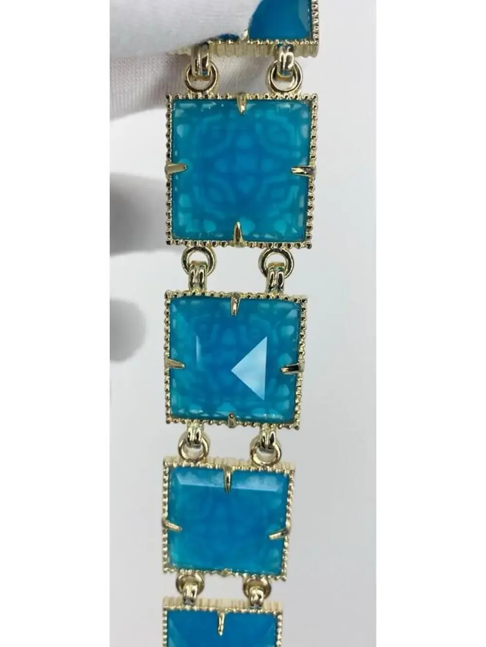 Retired Kendra Scott Savannah Azure Blue Bracelet In Gold Tone